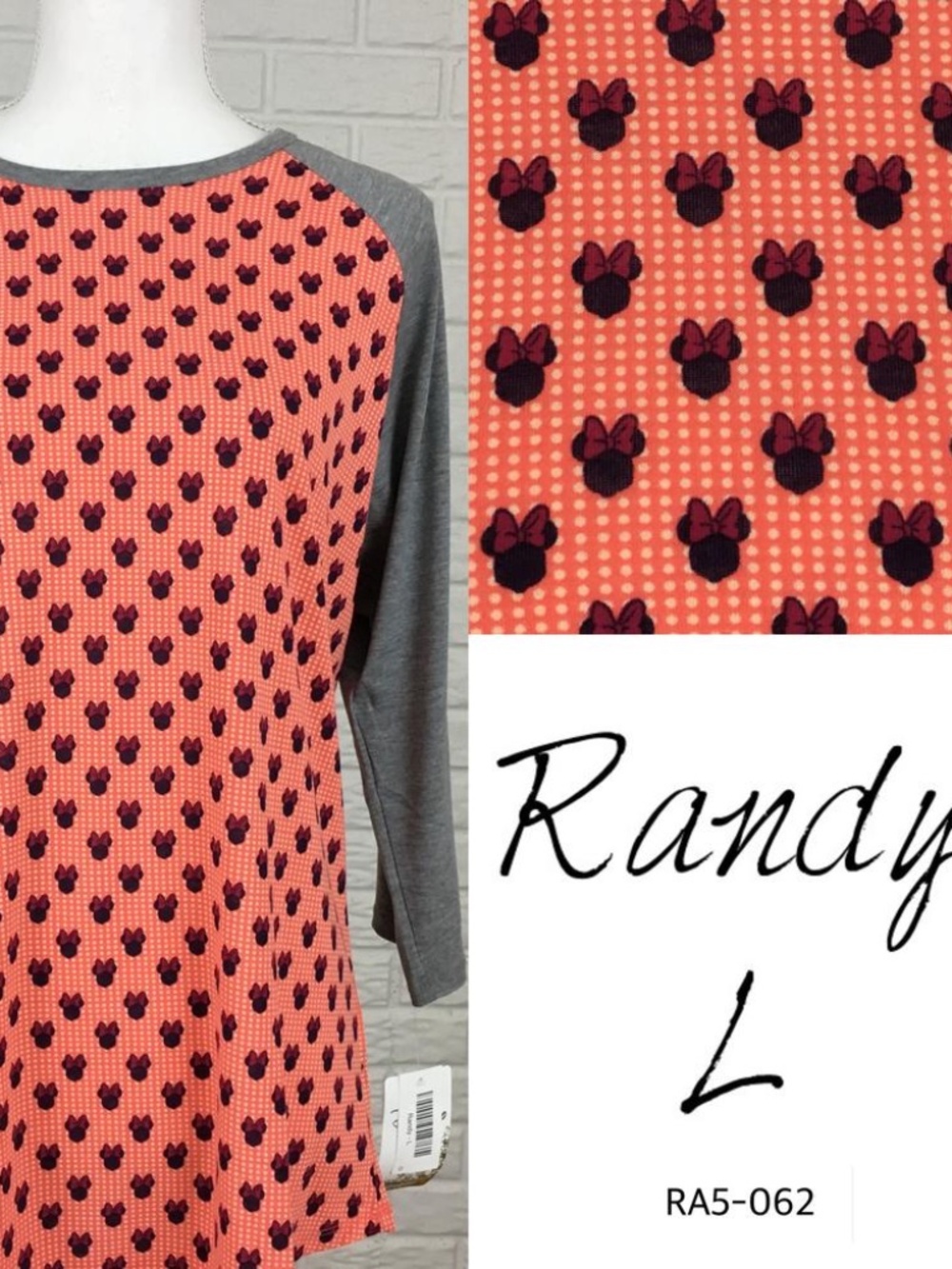 LuLaRoe Disney Randy Top - Minnie Mouse
